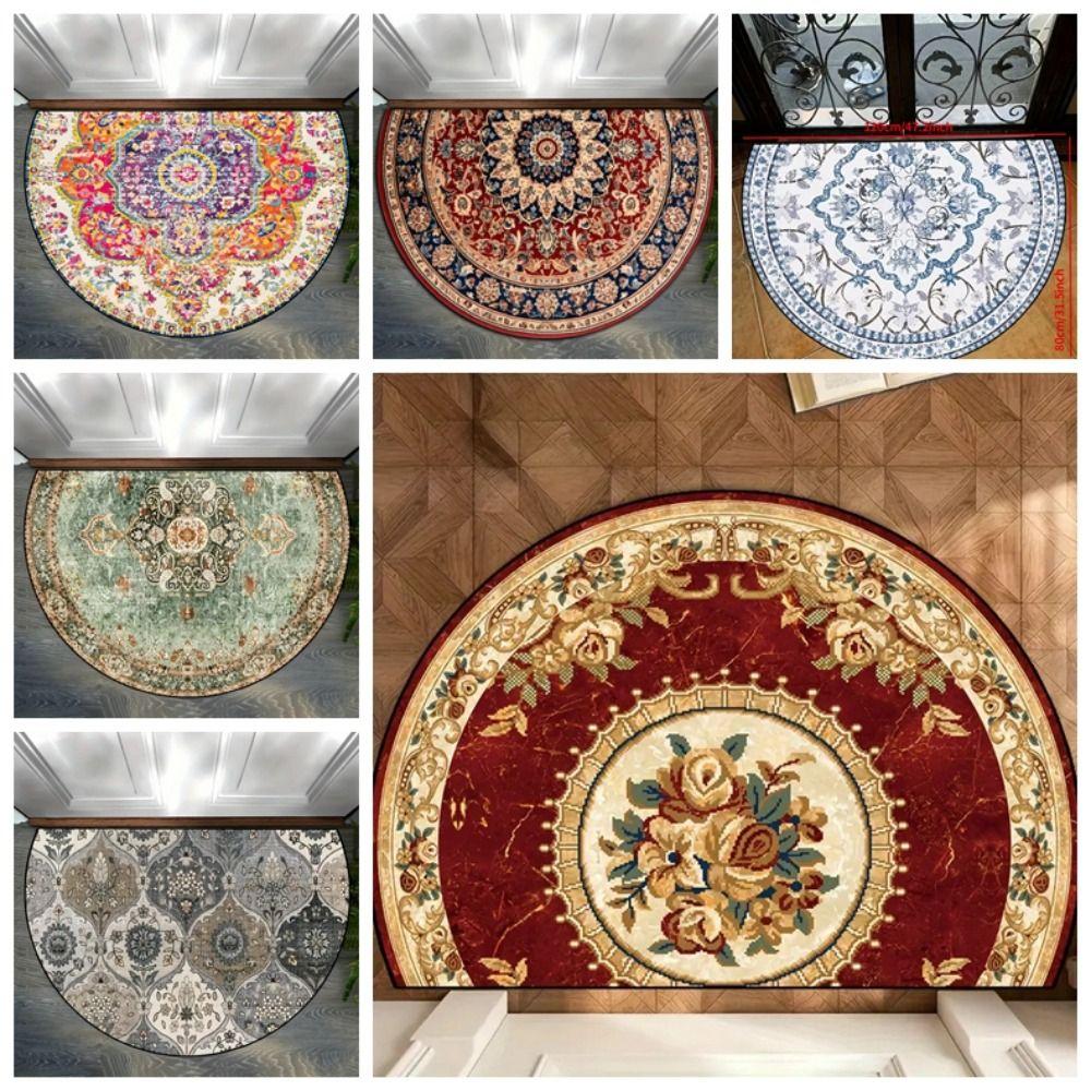 Boho Half Round Doormat Floral Pattern Floor Mat High Quality Welcome Rugs Indoor Outdoor