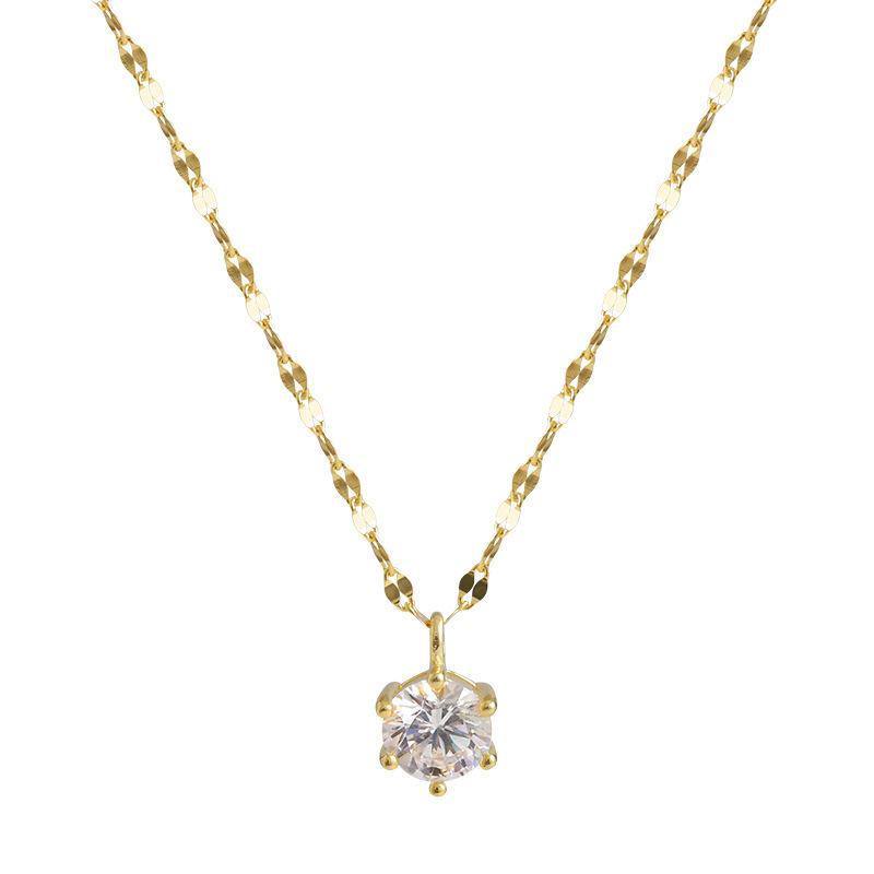 Элегантное женское ожерелье с одним бриллиантом на ключицу – легкий роскошный дизайн с нежным, универсальным стилем для всех случаев