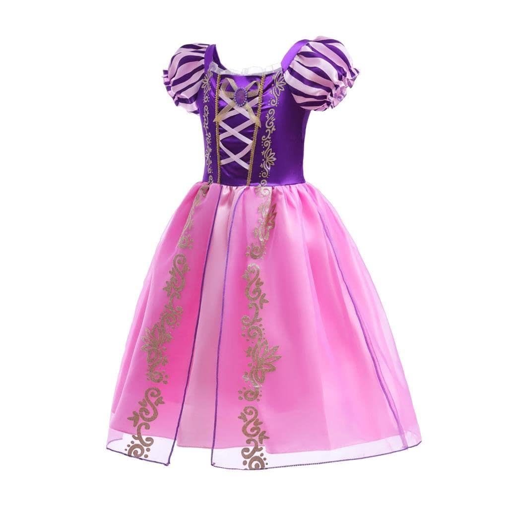 Dressy Daisy Rapunzel Cosplay Costume for Toddler Princess Dress with Size Ages 10 and Halloween Costume Girls, Long-Haired Skirt, Purple, 140, Up,