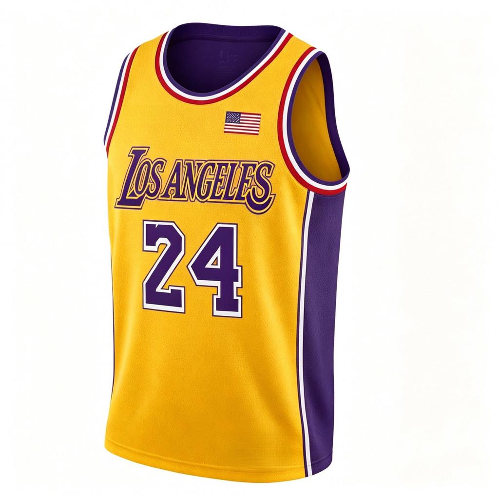 No. 24 basketball vest, sleeveless style in yellow and purple