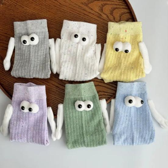 1 пара рождественских носков для пары с магнитными руками, мультяшный дизайн оленя и снеговика, длинные носки, мягкие, дышащие, рождественские носки