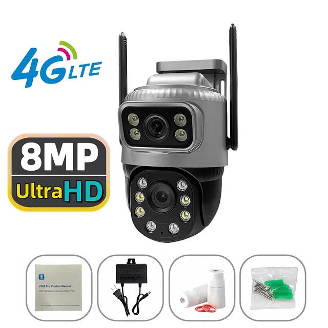8-мегапиксельная 4K PTZ IP-камера для наружного использования с двумя объективами, двумя экранами, 4G SIM-картой, высокой четкостью, искусственным интеллектом, обнаружением человека, видеонаблюдением