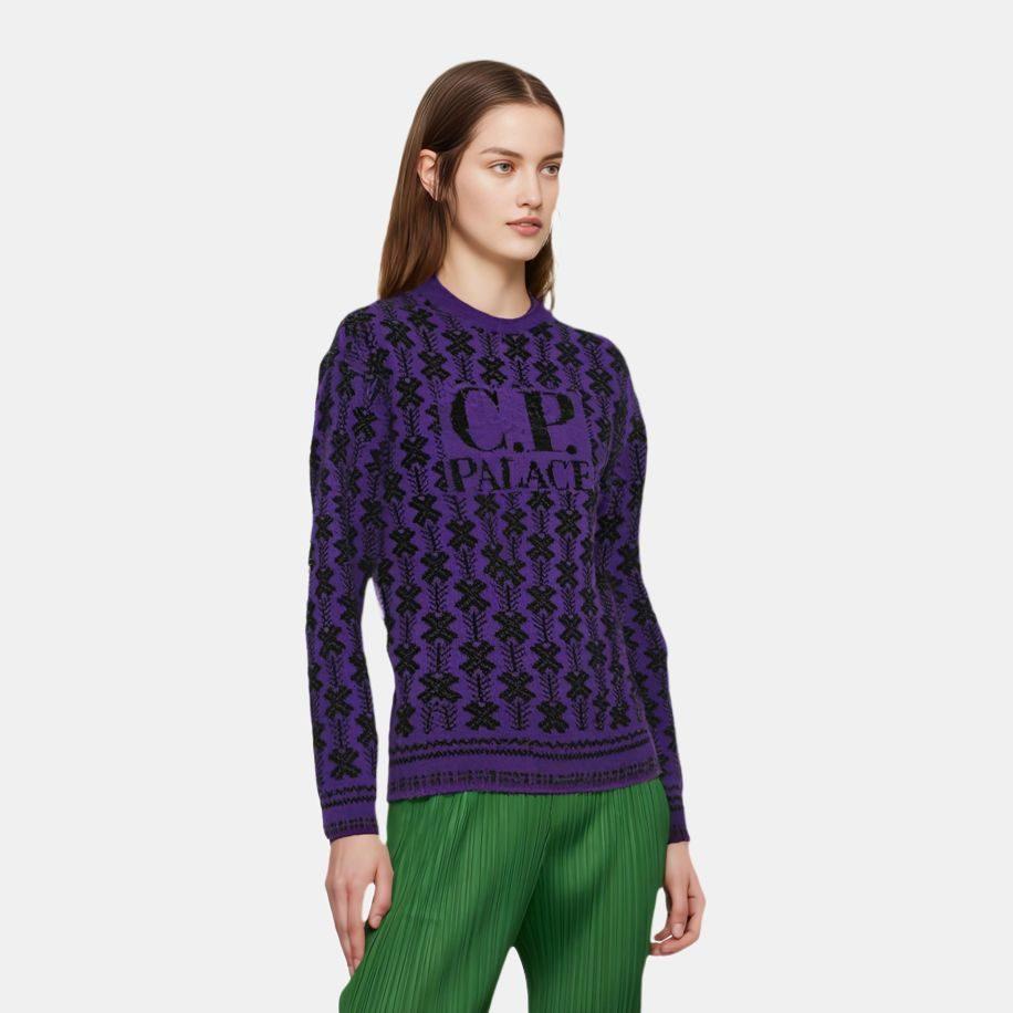 PALACE x C.P.Company Ambswool Knit Purple Sweater Unisex Purple Black P23CPKW002
