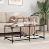 VidaXL Coffee Table with Black Glass Top 98.5x50x40 Cm Steel, Side Table, Living Room Table, Tea Table, End Table 845979