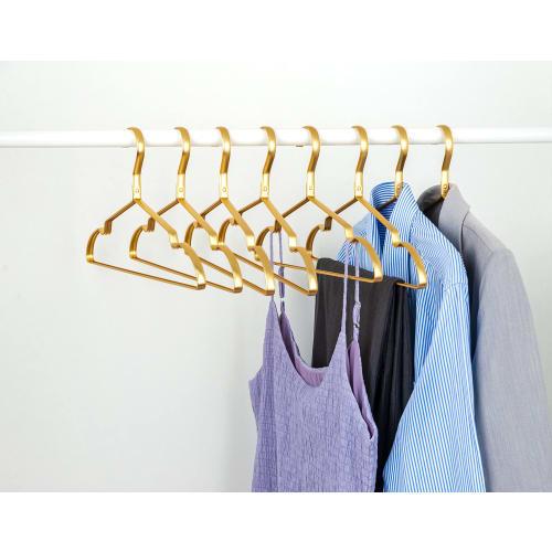Amber Home Ultra-Lightweight Aluminum Hangers, Gold Aluminum Hangers, Closet Storage for Clothes, Suits, T-Shirts, Jackets, Coats, Dresses, and Bottom