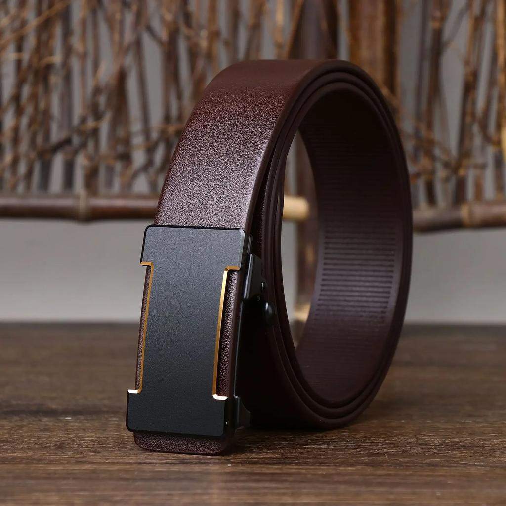 3.5CM Pure Cowhide High Quality Genuine Leather Belts for Men Strap Male Automatic Buckle Business Suit Trouser Belt Luxury