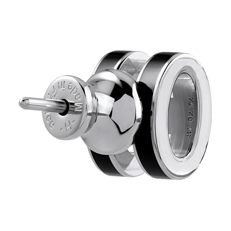 HERMES POP H Alloy Stud Earrings Women's Black, With Silver Inlay H608002FP03