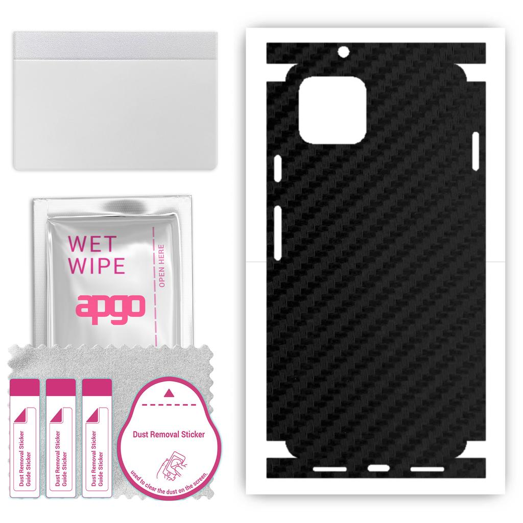 apgo Protective Skin Sticker for the Back+sides Compatible with Google Pixel 4, Full Wrap Film, Foil, Vinyl - Pattern Carbon Black