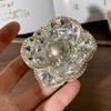 Cute Camellia Brooch Vintage Rhinestone Collar Pins Retro Flower Pin  Girl