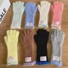 Women's Korean Style Colorblock Wool Long Gloves - Warm, Windproof, Five-Finger Design for Winter Cycling