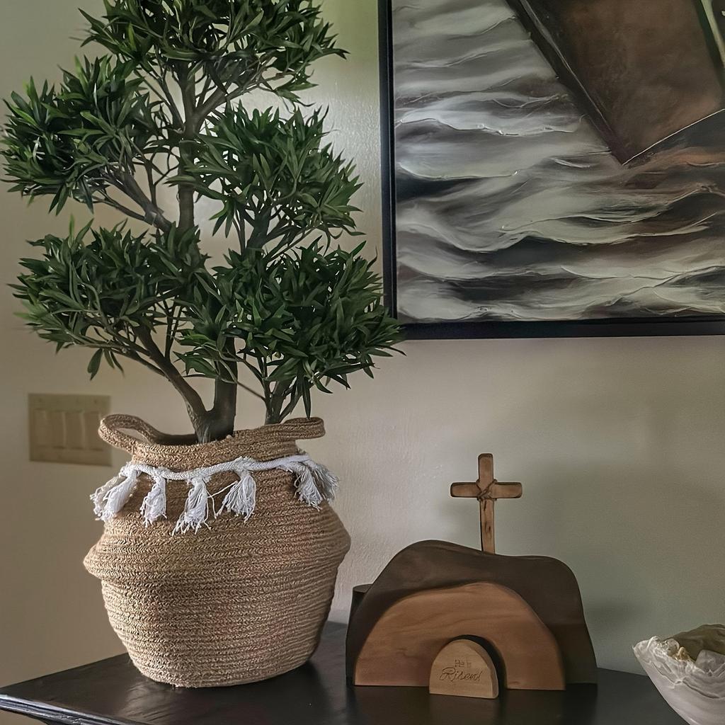 He Is Risen" Wooden Easter Resurrection Scene - Empty Tomb Decor with Cross - Christian Farmhouse Tiered Tray or Fireplace Decoration, Easter Decor