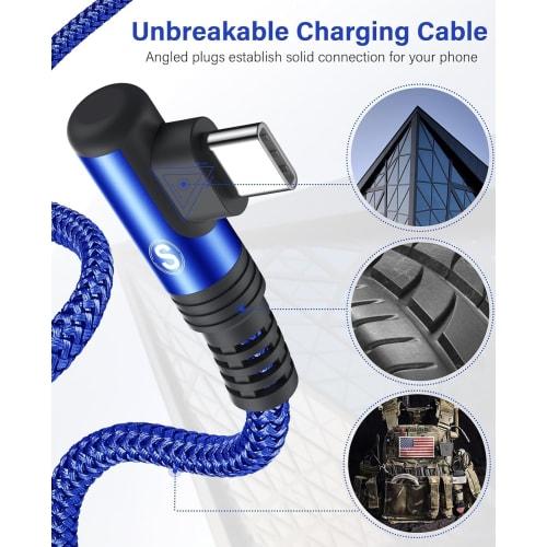 Кабель USB Type C L-образный с обоих концов [3 м / Набор из 2 штук] Кабель AviBrex Type C 90 градусов Кабель Type-C [Быстрая зарядка 3.1A] Нейлоновая оплетка Высокая прочность USB