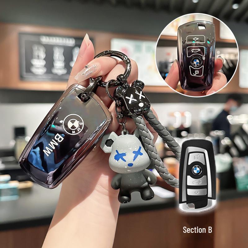 Совместимый чехол для ключа BMW для моделей 3 серии, X3, 530Li, 5 серии, 525, 1 серии, 7 серии и X4 - ТПУ корпус с пряжкой.