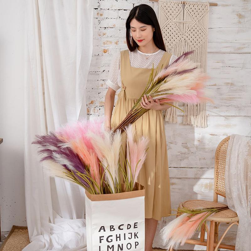 1PC Decoration Fake Flowers Reed Grass Wedding Crafts Ins Wind Green Plants Creative\t
