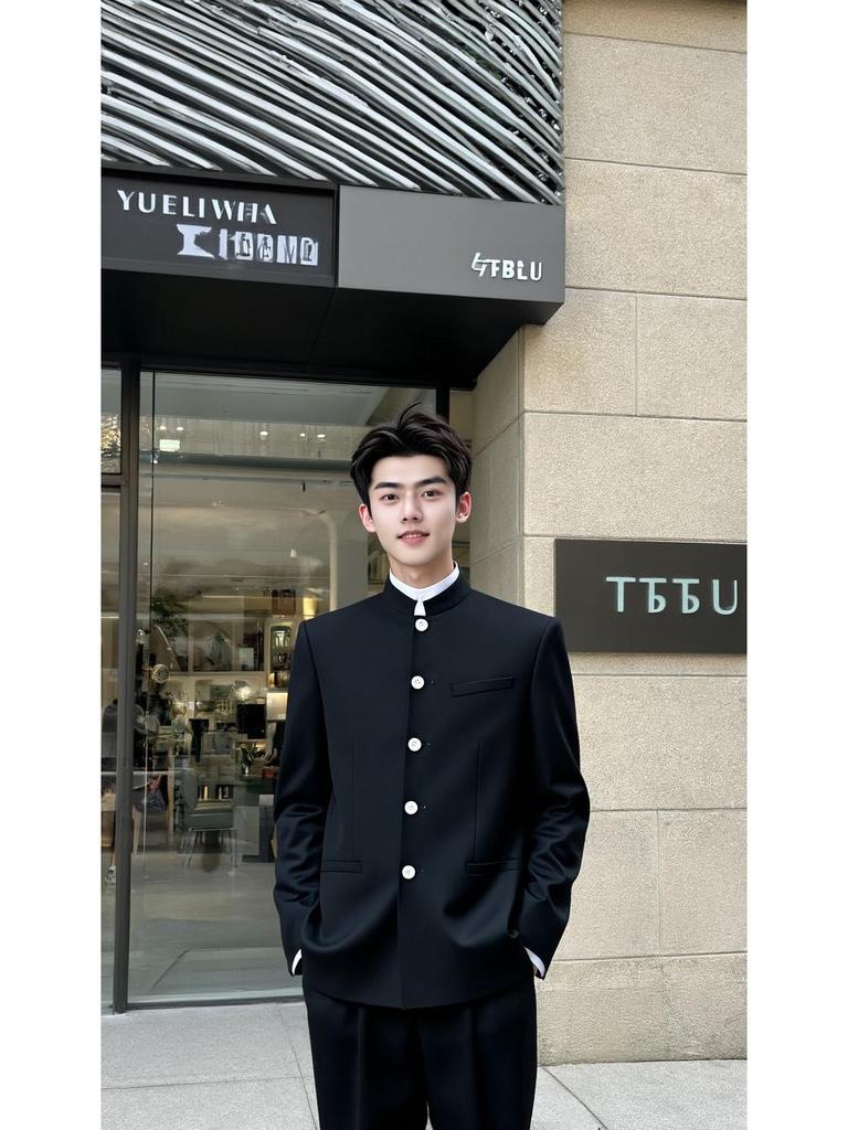 Men's Slim Fit Chinese Stand-Up Collar Zhongshan Suit - Groom Tuxedo, Four Seasons Style