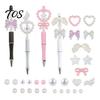 Decorative Beaded Writing Pens Ballpoint Pen Set, with Clear Acrylic And Cute Beads, Stylish Components Smooth Pens, DIY Craft Kit, for Girls Birthday