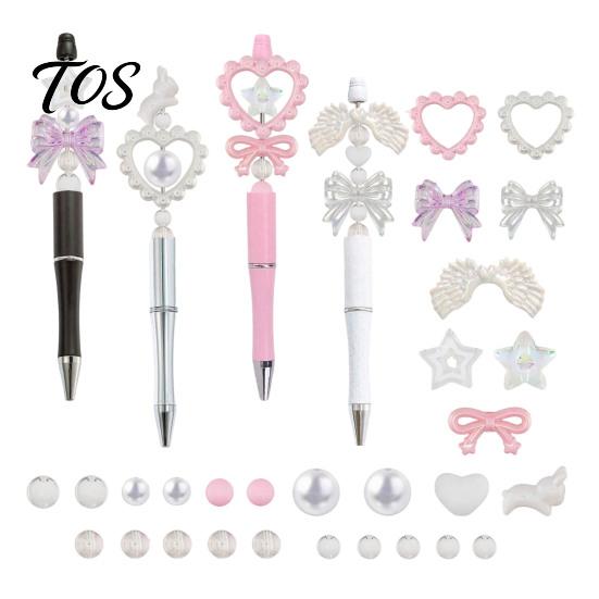 Decorative Beaded Writing Pens Ballpoint Pen Set, with Clear Acrylic And Cute Beads, Stylish Components Smooth Pens, DIY Craft Kit, for Girls Birthday