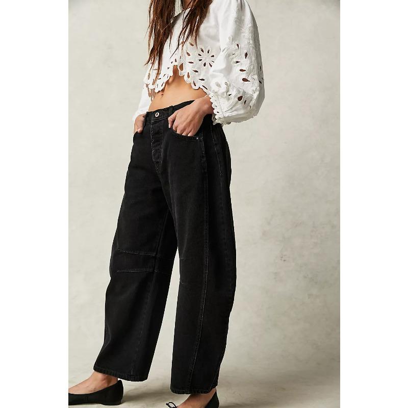 Модные свободные женские укороченные джинсы, новые повседневные элегантные женские джинсовые брюки с широкими штанинами, весенне-осенние повседневные женские простые джинсовые брюки 1102
