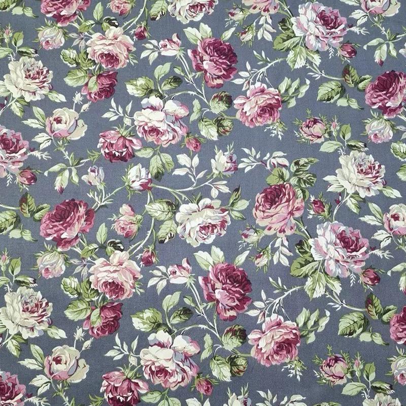 160x100см Хлопковый твил с винтажным принтом "Розы" для DIY постельного белья, ручной работы, скатерти, декора, лоскутного шитья