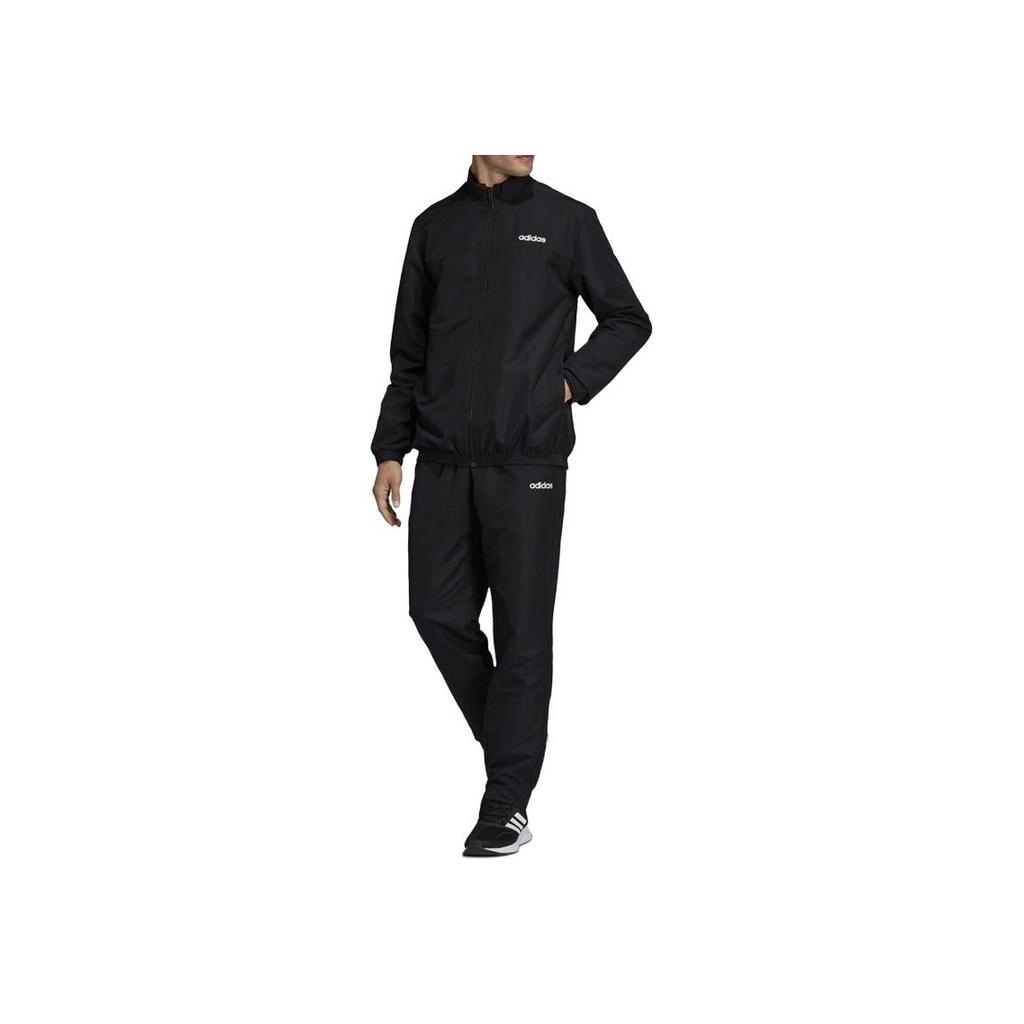 adidas Куртка с длинным рукавом и воротником-стойкой, однотонная, удобные эластичные брюки, повседневный спортивный костюм, мужской костюм черного цвета DV2461
