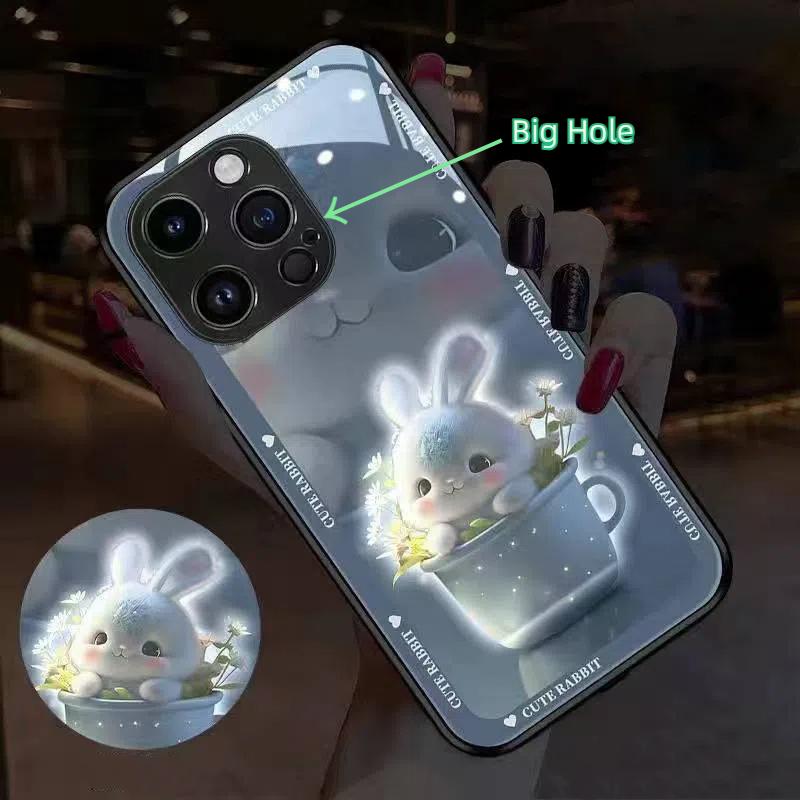 LED Phone Case – Auto Flashing for Calls & Music, Tempered Glass Protection