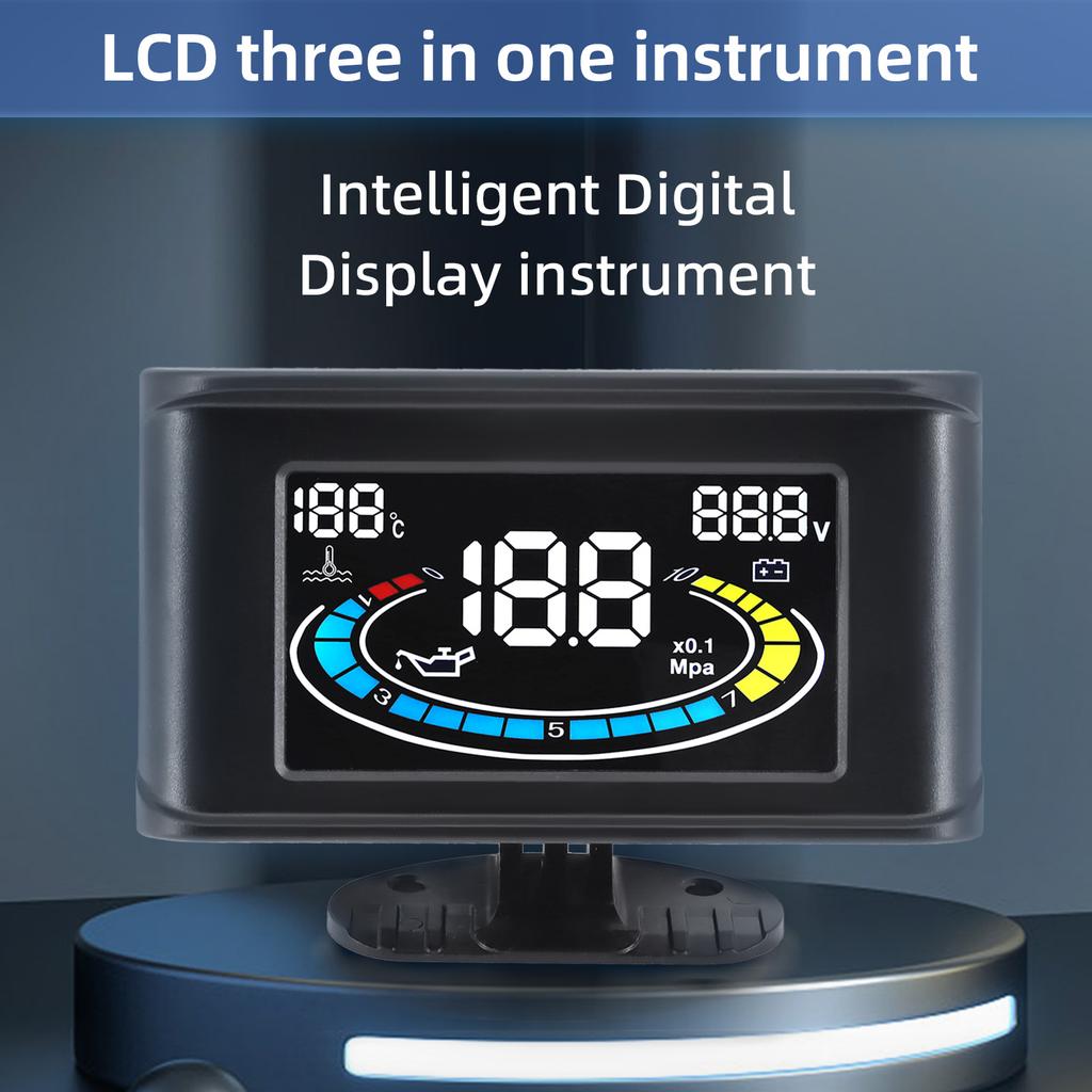 Цифровой 3 в 1 автомобильный датчик давления масла, температуры воды, вольтметр с адаптером 26~40(По желанию) Универсальный ЖК-дисплей 12В 24В