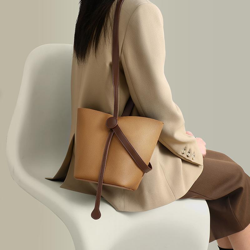 Новая женская сумка из натуральной кожи, сумка-ведро через плечо, сумка на плечо, осенне-зимняя универсальная сумка высокого класса