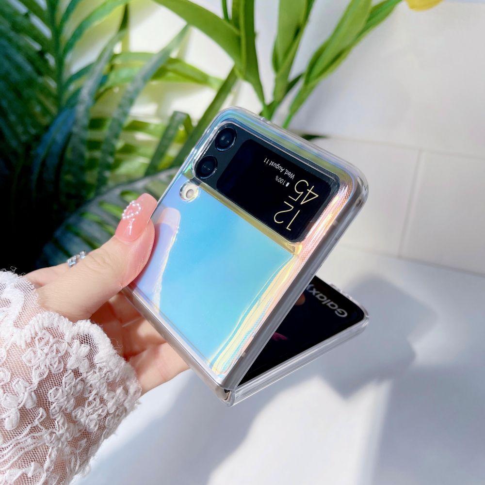 Для Samsung Galaxy Z Flip 4 Чехол Прозрачный Складной Чехол с Лазерным Глушителем для Samsung Z Flip 3 5g Zflip4 Ударопрочная Жесткая Задняя Крышка