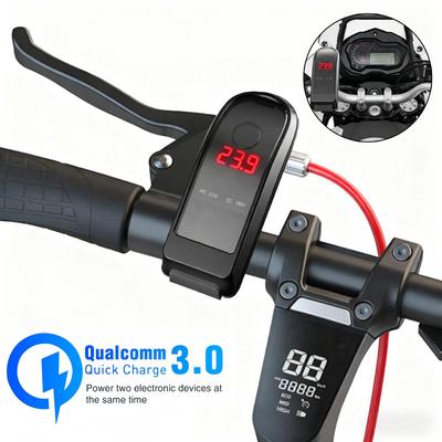 Новое USB-зарядное устройство для мотоцикла, водонепроницаемое, PD QC3.0, быстрая зарядка для мотоцикла, двойной USB, быстрая зарядка, с вольтметром, цифровое зарядное устройство