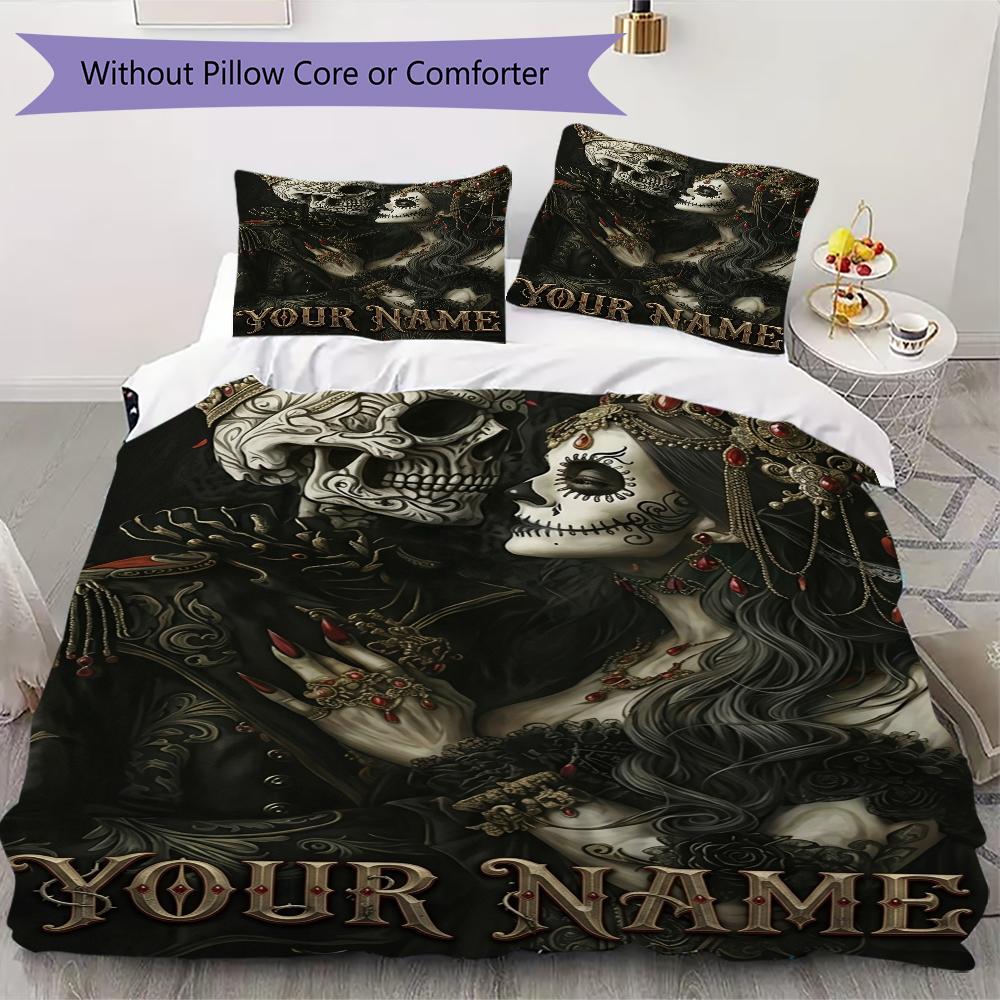 Custom Name Wolf Yin Yang Spirit Bedding,Quilt Set Quilt Cover Pillowcase Home Birthday Gift(1 * duvet cover + 2 * pillowcase, without core)_lx