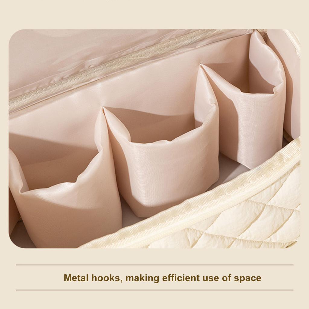 Quilted Travel Case with Hanging Hook Portable Storage Bag Large Capacity Cute Portable Storage Case for Hair Curler Accessories