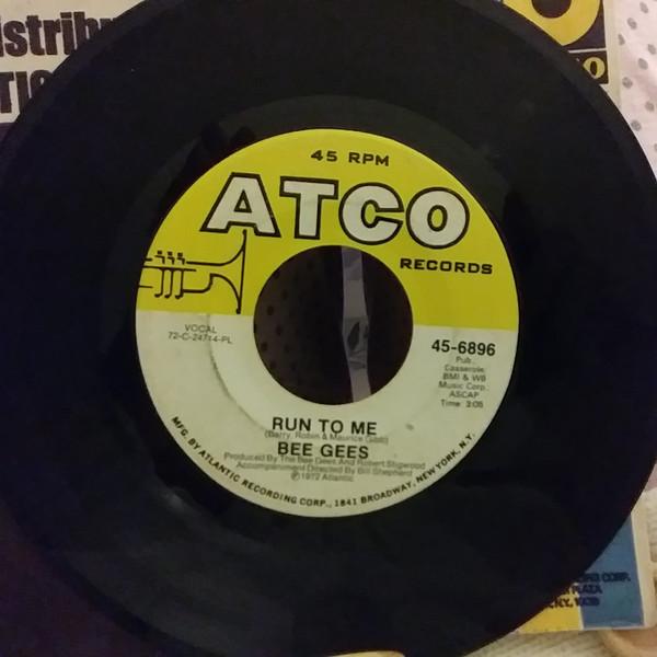 7-дюймовая пластинка BEE GEES - Run To Me 456896 ATCO Records 1972 США Рок Б/У
