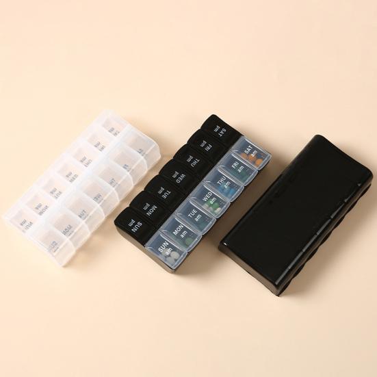 Pill Organizer with Letters Health Care Drop Resistance 7 Days Weekly Tablet Box Portable Classification Large Capacity