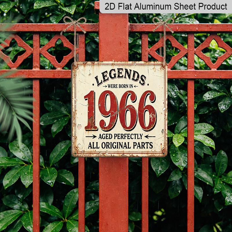 2D Flat 1pc, Retro Metal Aluminum Sign, Legendary 1966 Sign, Christmas Gift, Steampunk Style, Gift for Parents and Partners, Suitable for Garden
