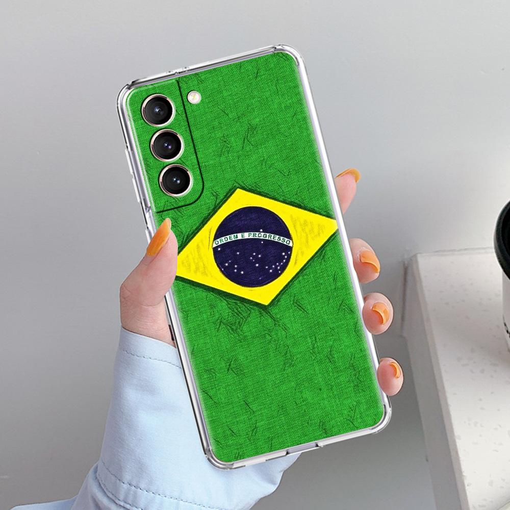 Чехол для телефона Samsung Galaxy S26 S25 S24 S23 S22 Ultra S20 S21 FE 5G Plus Мягкий прозрачный чехол Большой флаг Бразилии