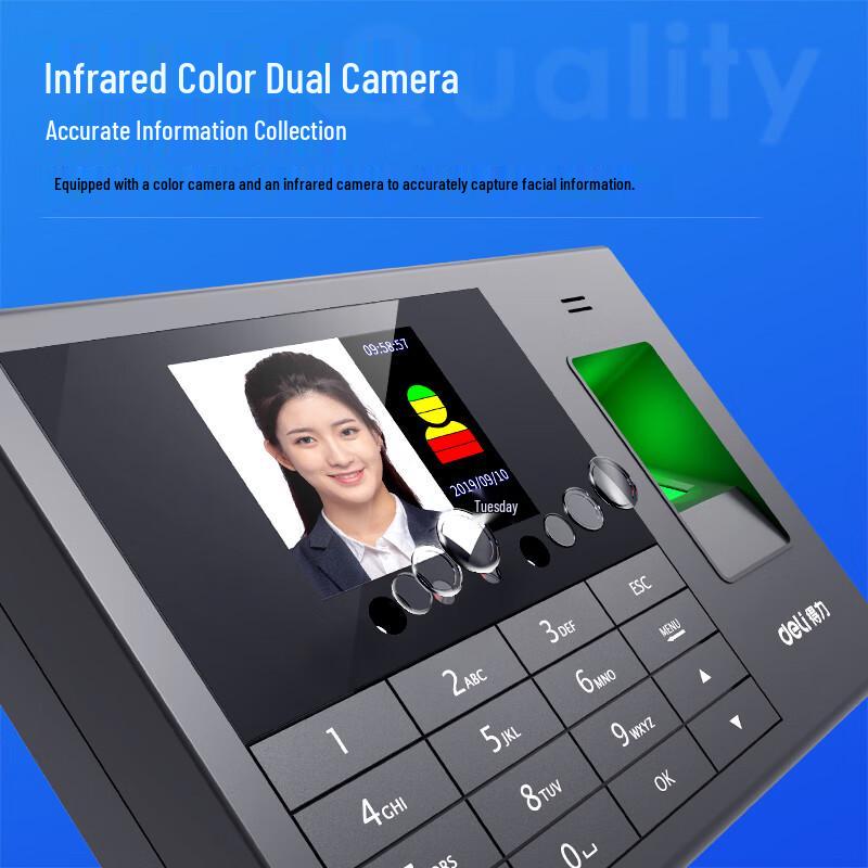 Deli 3765 WiFi Face & Fingerprint Time Clock CN plug (adapter included)