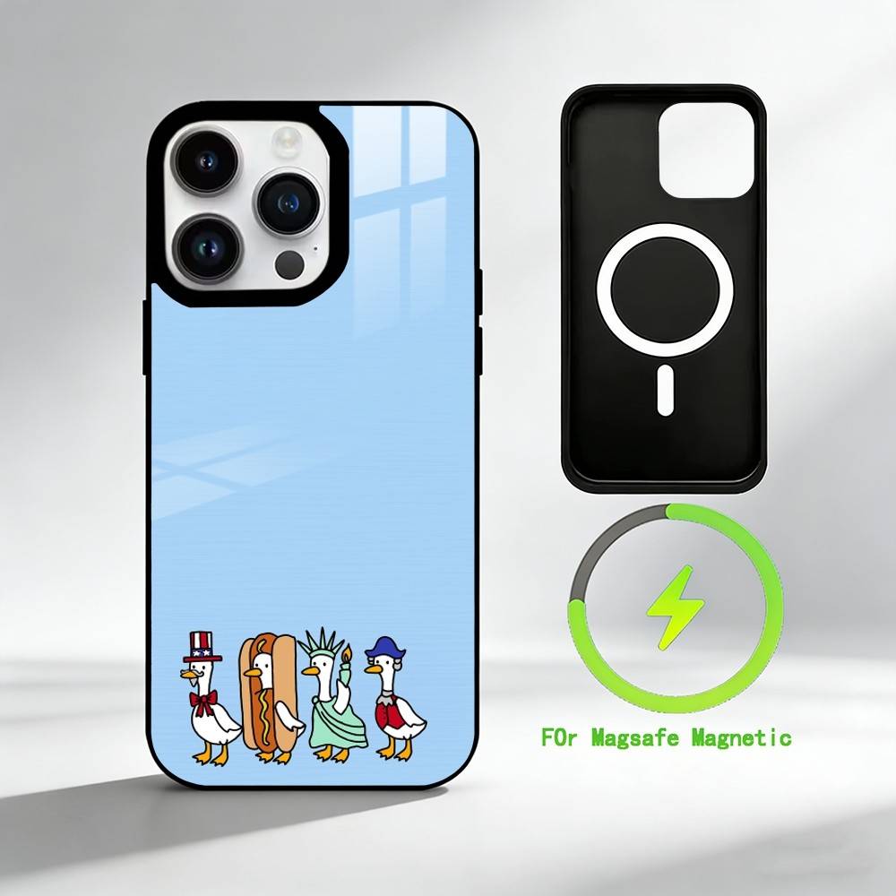 Minimalist cartoon festival duck Phone Case For iPhone 17 16 15 14 13 12 Pro Max Plus for Mirror Wireless Magnetic Cover