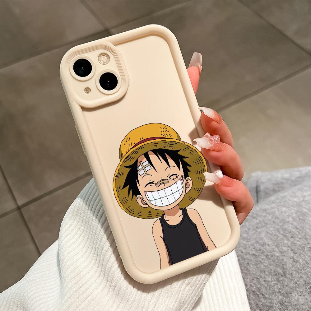 Для iPhone 16 15 14 13 12 11 Pro Max XS Max XR X SE 8 7 Мягкий силиконовый чехол для полной защиты камеры с рисунком Луффи