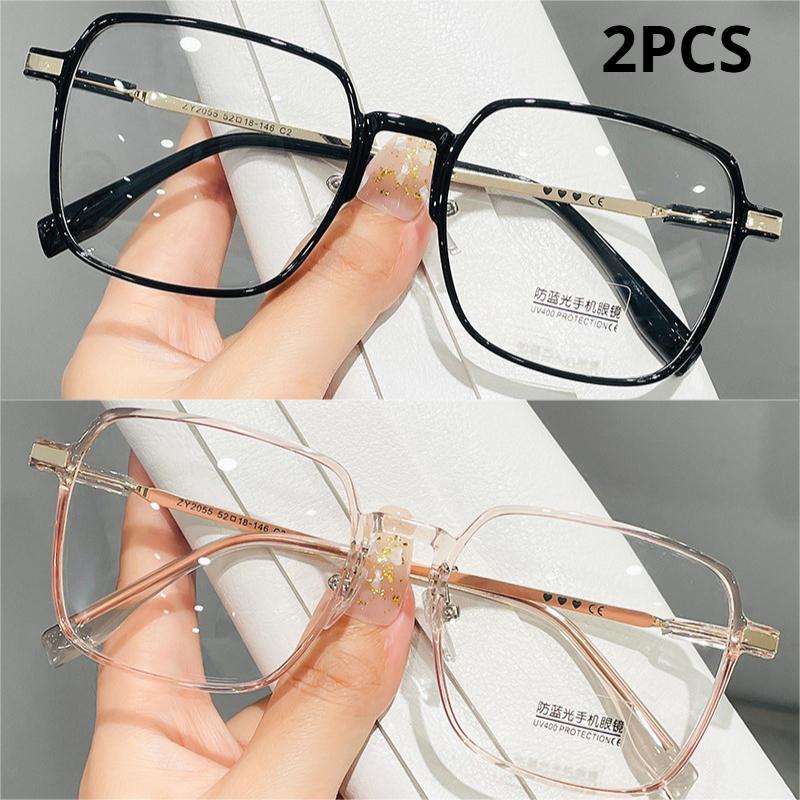 2Pcs Fashion Ladies Myopia Glasses Computer Eyewear Luxury Men Women Unisex Anti-Blue Light Eyeglasses