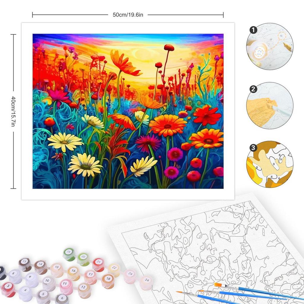 Рамка для рисования по номерам для взрослых, красочные цветы, настенная картина по номерам для домашнего декора, подарок 40x50 см
