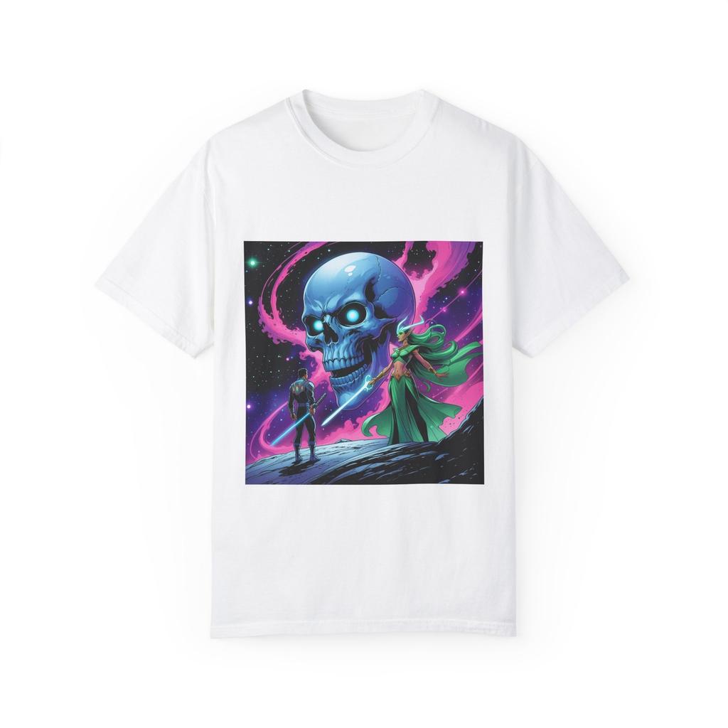 GALACTIC REQUIEM Cosmic Skull Graphic T-Shirt, Unisex Tee, Sci-Fi Apparel
