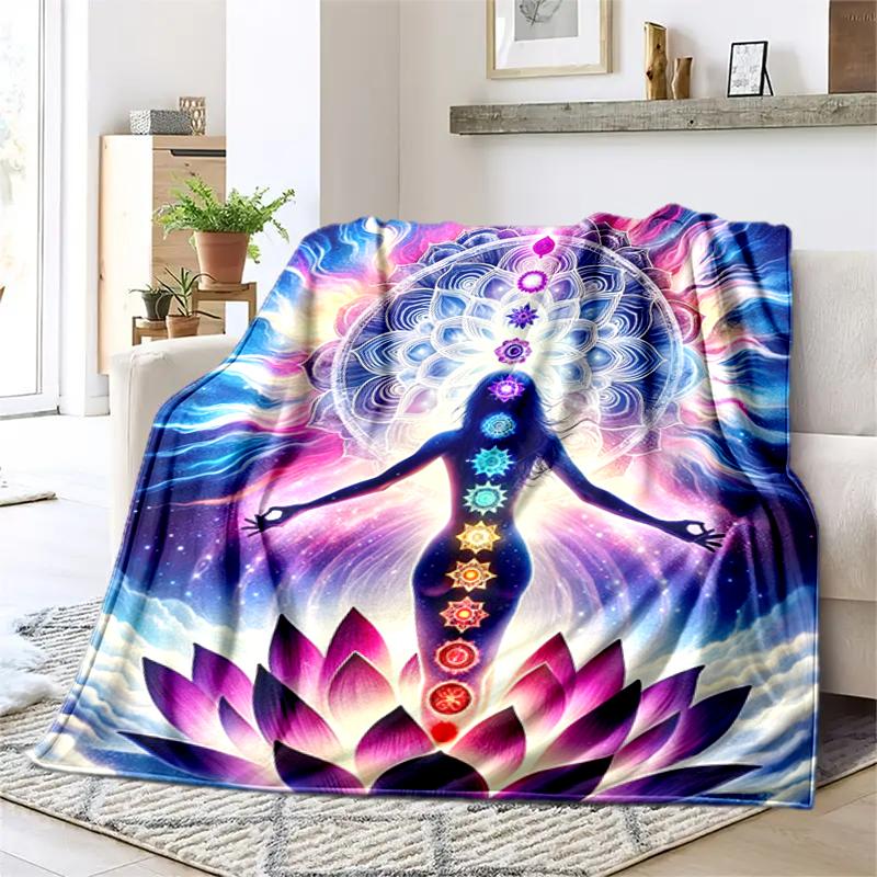1PC Yoga Elements printed blanket, all season lightweight home office outdoor nap multifunctional blanket A12