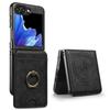 For Samsung Galaxy Z Flip5 5G Magnetic Case PC+PU Phone Back Cover with Detachable Card Holder