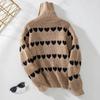 Women's Fall/winter Sweater Loose Casual Love Jacquard Turtleneck Pullover Knit Sweater