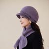 Мамина шляпа Зима Новая мода Плюс бархат Кроличий мех Шляпа-ведро Среднего и пожилого возраста Элегантная Легкая роскошь Защита ушей Теплая Вязаная шапка