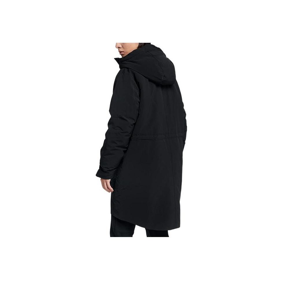 Nike Однотонный логотип с принтом, большой карман, длинный рукав, капюшон, пуховик, женская верхняя одежда, черный 939494-010