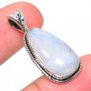 Natural Rainbow Moonstone Gemstone 925 Solid Sterling Silver Pendant 1.26" Q4p15