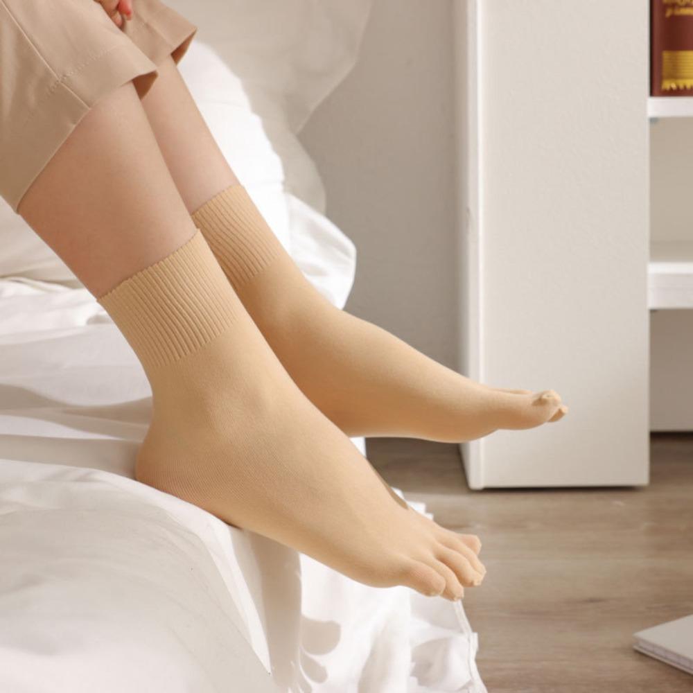 Solid Color Five Toe Mid Tube Socks Split-toed Five Finger Socks Simple Summer