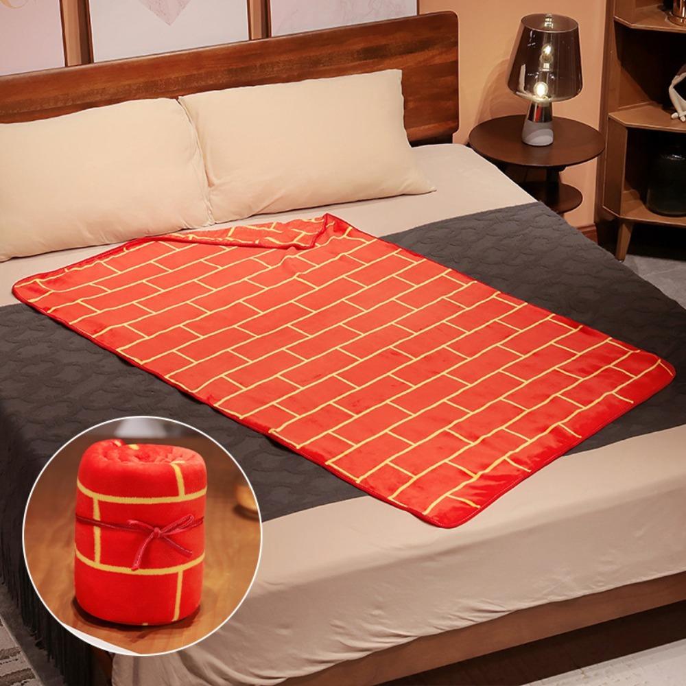 Portable Blanket Fun Pattern Tai Chi Nap Blanket Coral Fleece Warm Shawl Blanket Folding Cozy Air Conditioning Blanket Travel