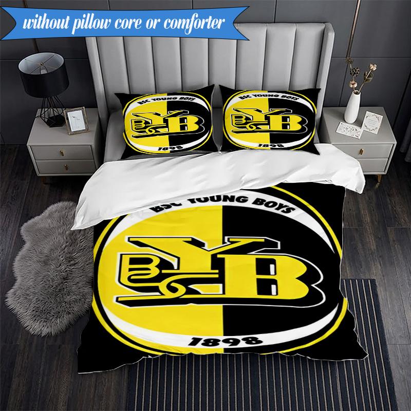 3PCS BSC Football Yellow And Black Unity Bedding Set 2D Printing (Includes 1 Duvet Cover + 2 Pillowcases Coreless), Bedroom decor,Fan gift